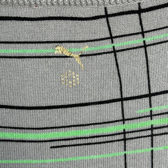 Puma Men's Gray V-Neck Golf Sweater Vest Size X-Large Green Logo Outdoor Active - Picture 5 of 10